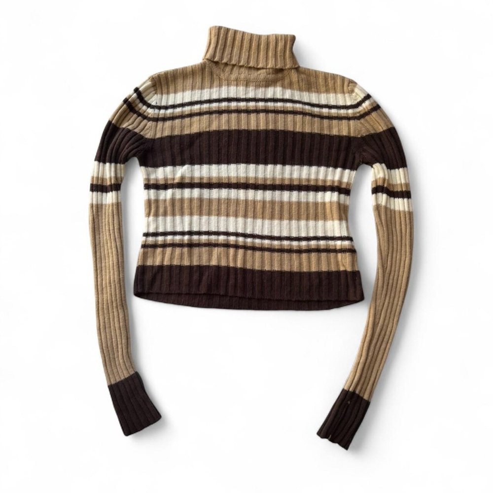 Y2K Rave Striped Turtleneck Sweater